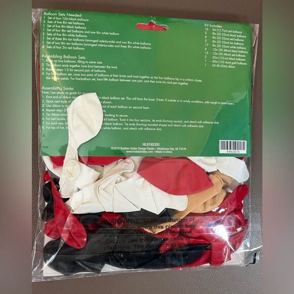 Air-Filled Santa Christmas Latex Balloon display Kit, 70 pieces + adhesive dots - Picture 2 of 2